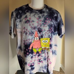 Nickelodeon Spongebob & Patrick TShirt Adult Large Graphic TieDye Casual Unisex